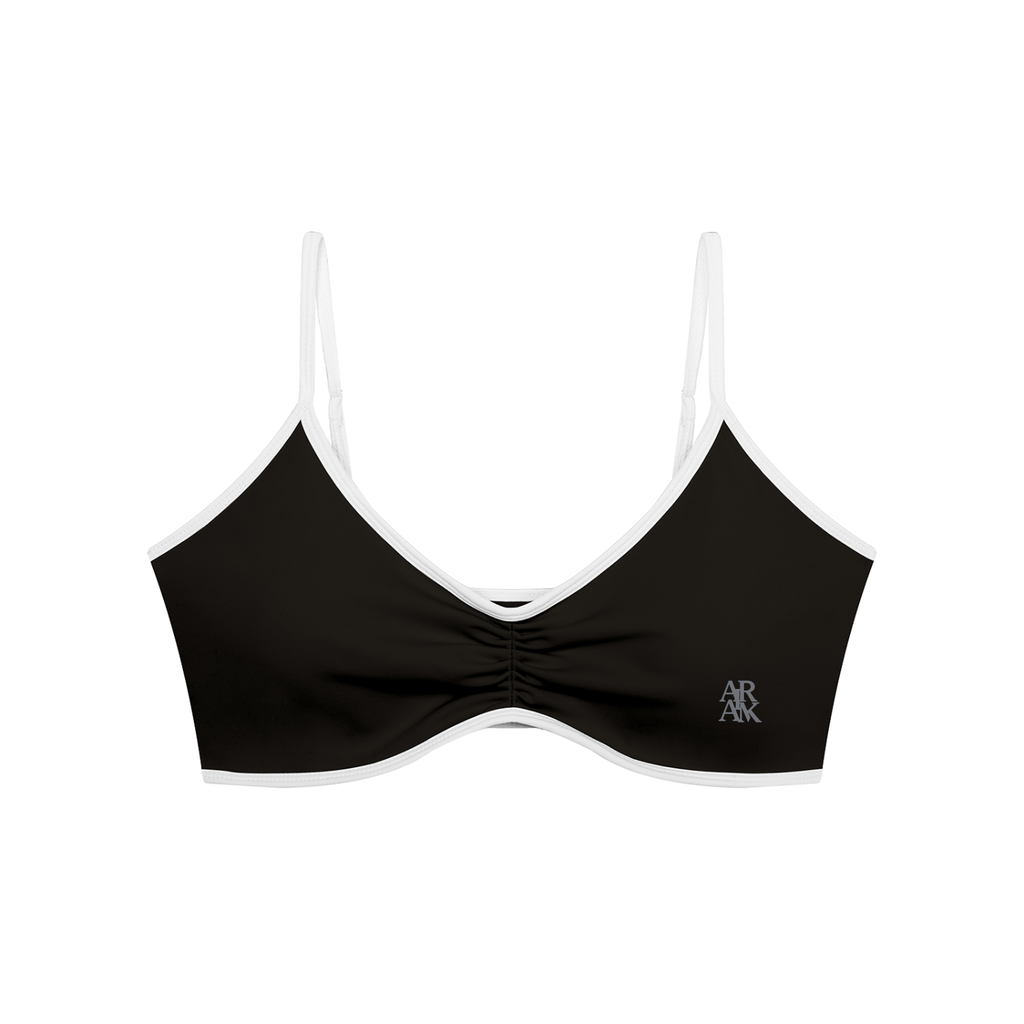 Block Ruched V-Neck Sports Bra - Airamak