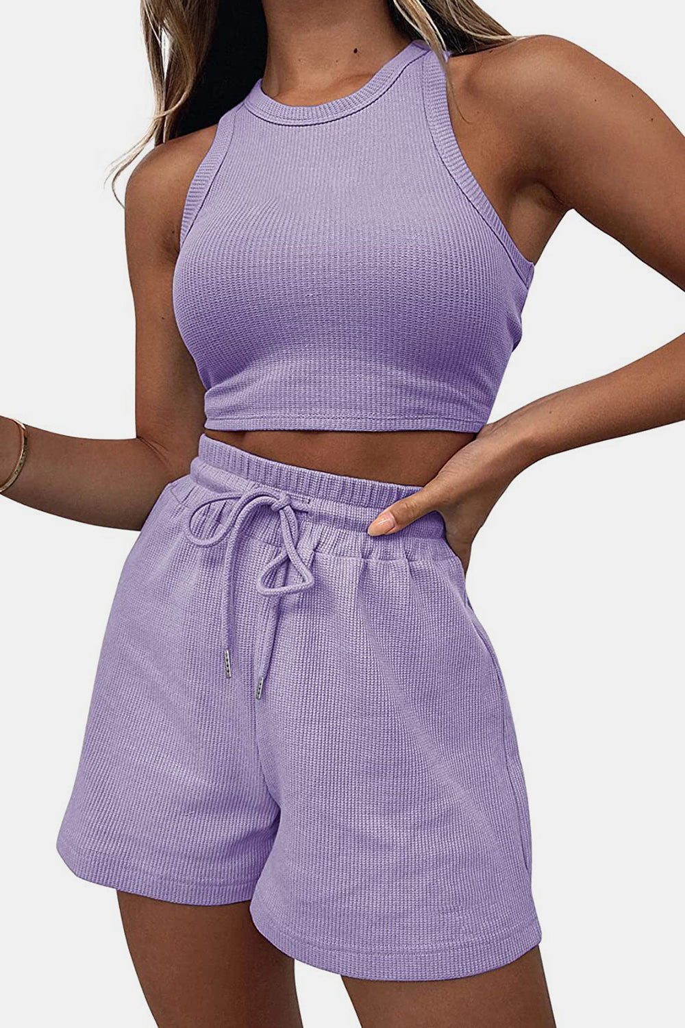 Airamak Top and Drawstring Shorts Set