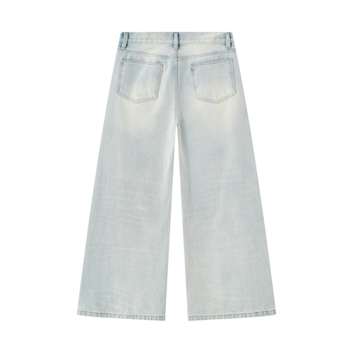 Men's Vintage Wash Wide Leg Denim Jeans