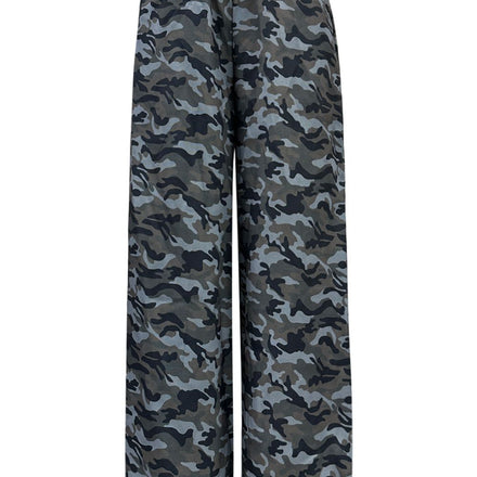 Camouflage Elastic Waist Wide Leg Pants