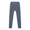Dark gray leggings with white piping detail along the sides and curve.