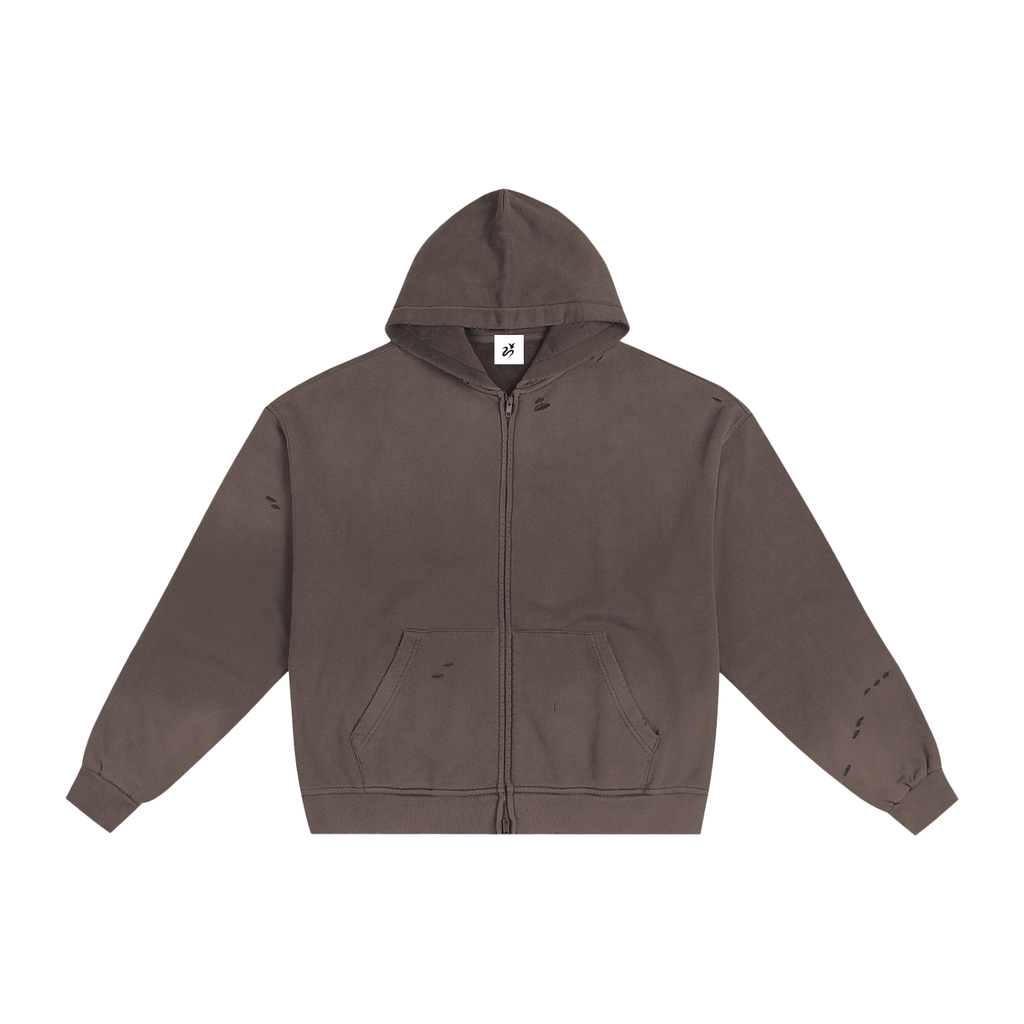 Ash Clay Cropped Zip Hoodie - Airamak