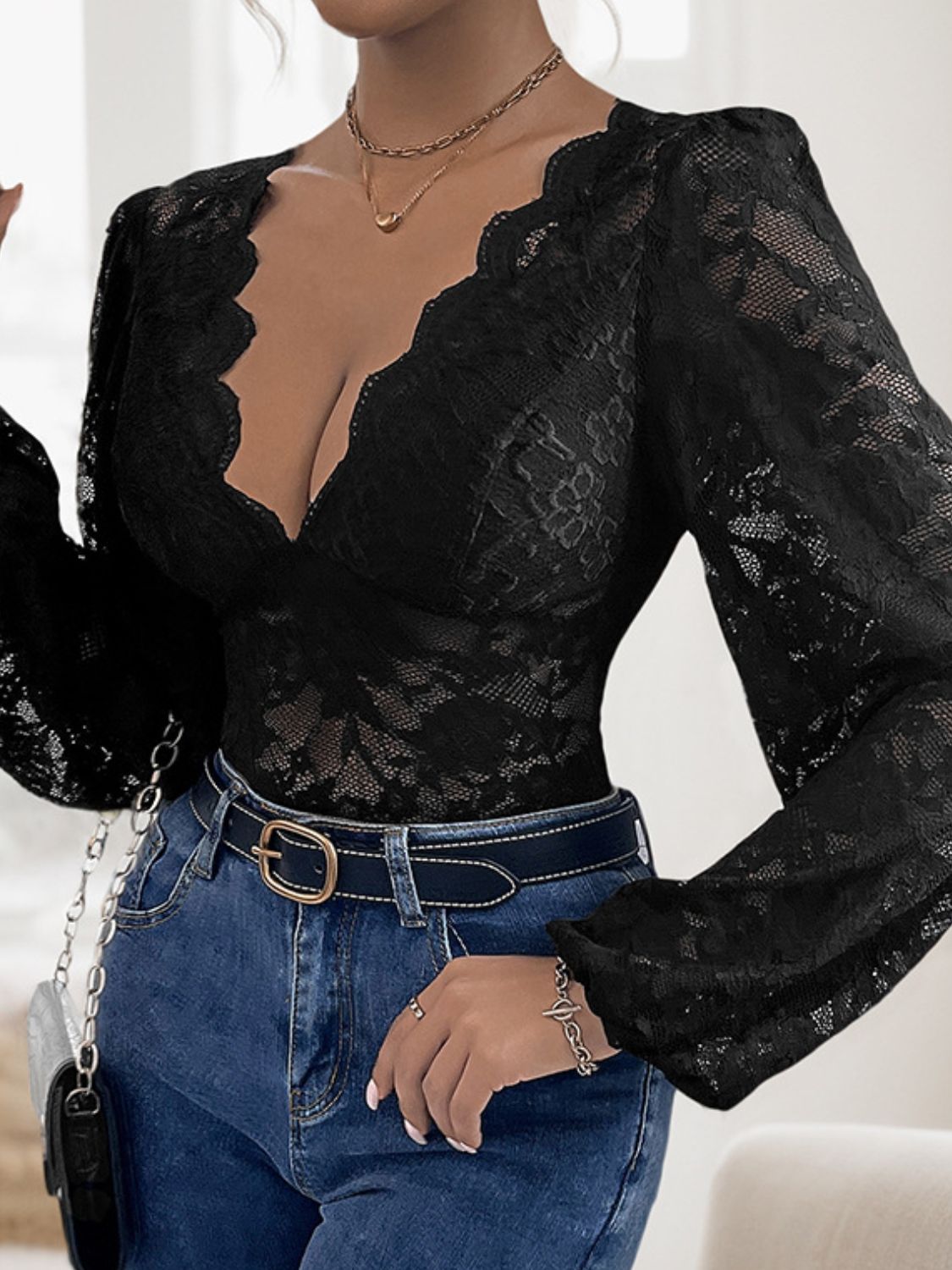 Plunge Long Sleeve Bodysuit