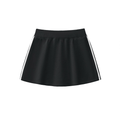 Black A-line skirt with white side stripes on a plain white background.