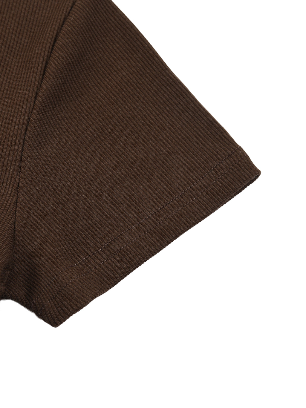 Brown fabric sleeve with ribbed texture and visible seam.
