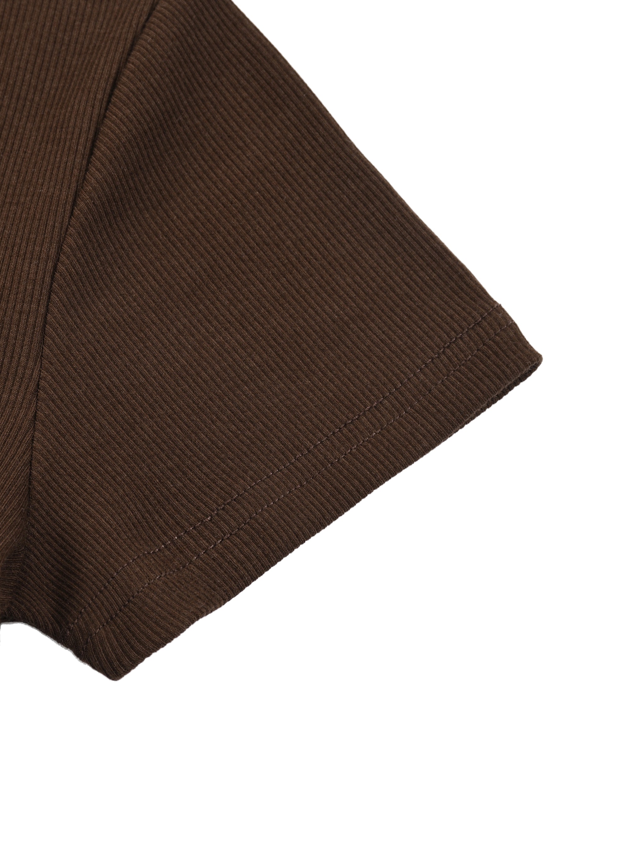 Brown fabric sleeve with ribbed texture and visible seam.