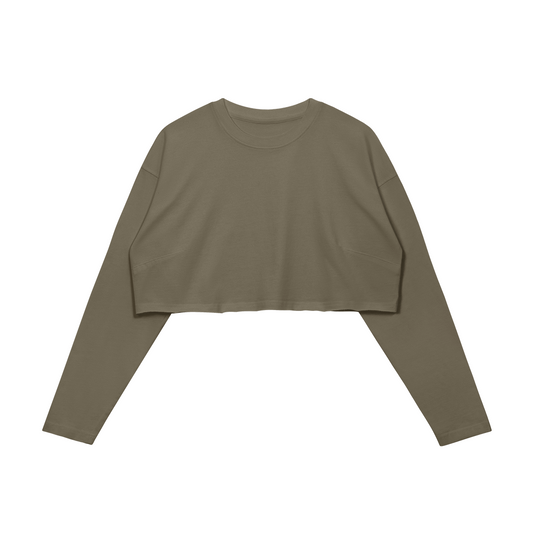 Airamak Raw Hem Long Sleeve Crop Top Basic