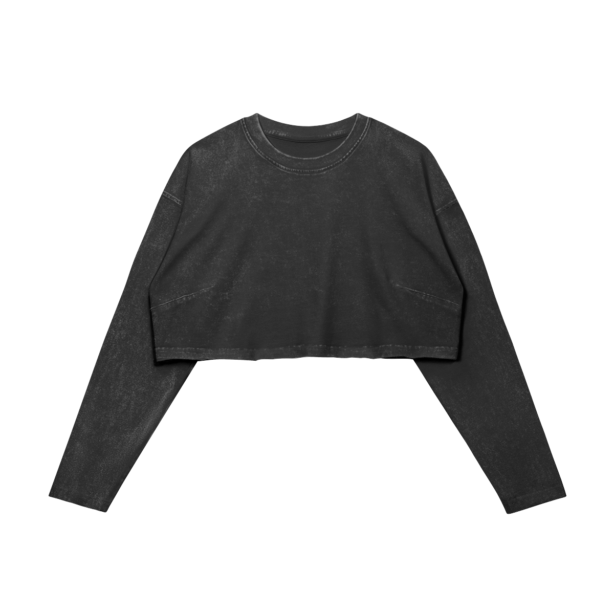 Airamak Raw Hem Long Sleeve Crop Top Basic